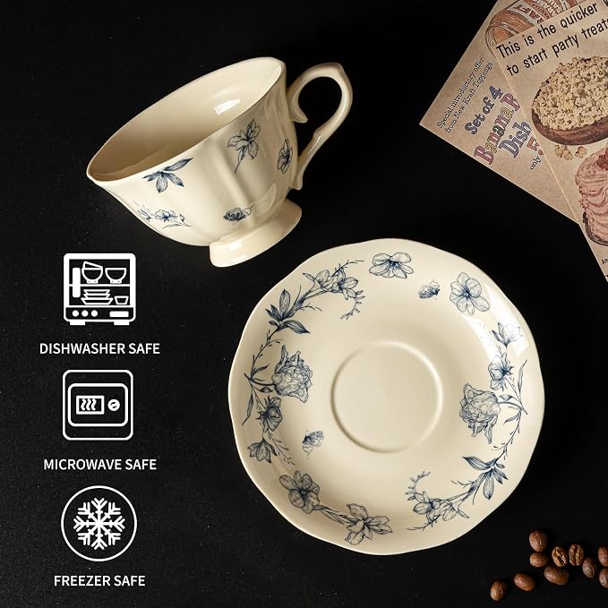 Vintage Fancy Porcelain Tea Cup and Saucer Set - Image 5