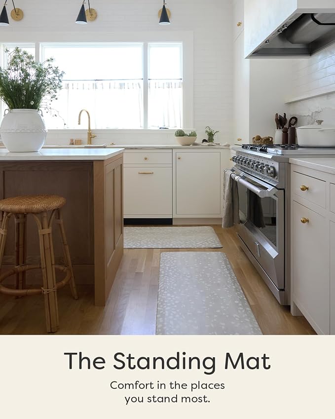 House of Noa Nama Standing Mat – Anti-Fatigue Cushioned Kitchen Mats for Floor | Ergonomic Bounce-Back Foam Kitchen Mats | Anti-Fatigue Mats for Kitchen & Standing | Fawn Shea | 30"x108"