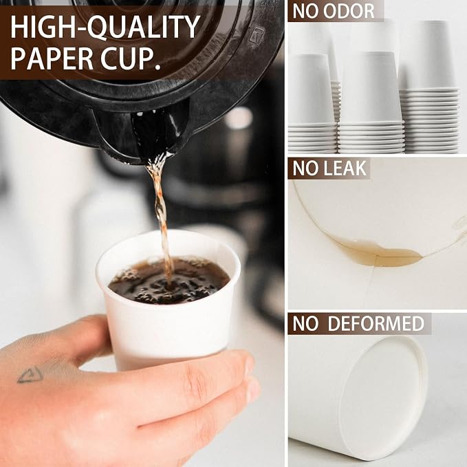 Vumdua 100 Pcs 6 oz Disposable Paper Cups, Hot Cold Beverage Drinking Cup - Image 3