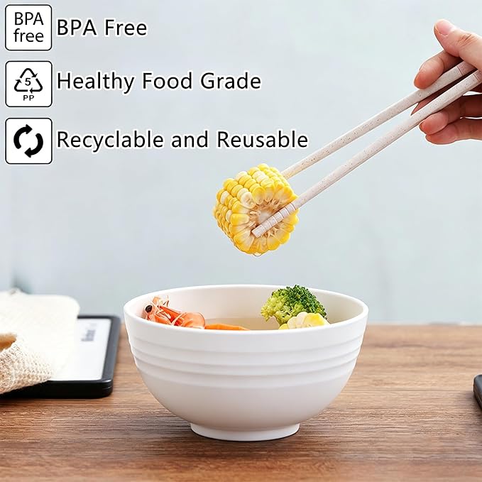 Unbreakable Wheat Straw Cereal Bowls Set of 4, 24 OZ Microwave and Dishwasher - Image 3