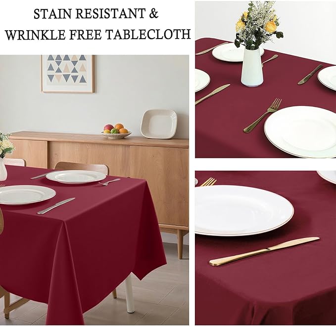 8 Pack Burgundy Tablecloth 60 x 102 Inch Rectangular Valentine’s Day Table Cloth for 6 Foot Rectangle Tables, Wrinkle Resistant Washable Fabric Table Covers for Wedding Party Banquet Buffet