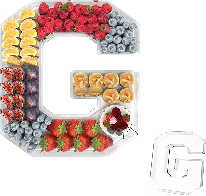 11" Acrylic Letter Charcuterie Tray, Charcuterie Letters Fillable Box for Food, Reusable Serving Cake Candy Dish Display Tray for Birthday Anniversary Party Decoration (Letter G)