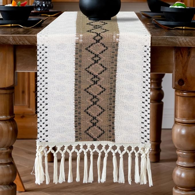EMMTEEY Macrame Table Runner Boho Style 36 Inches Long, Scratch & Heat Resistant - Image 5