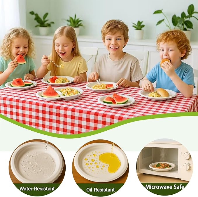Heavy Duty Paper Plates 10 inch Large (Round-150 Count) White Disposable Dinner Paper Plates Bulk for Everyday Meals, Picnic, BBQ and Gathering, Leak Proof/Microwave-Safe/Sturdy/Cut Resistant
