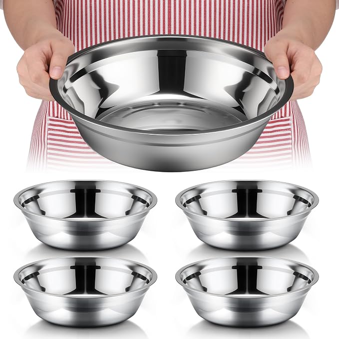 Nuogo 4 Pcs Stainless Steel Mixing Bowls Metal Mixing Bowls Extra Large Basin by Nuogo