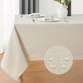 Rectangle 4 Feet Tablecloth 52x70 inch Linen Textured Table Cloth Stain and Wrinkle Resistant Washable Polyester, Decorative Table Cover Waterproof for Dining, Buffet and Camping, Beige