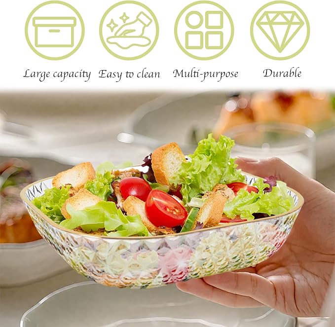 Clear Plastic Bowls, 24 Pack 22 Oz Plastic Serving Bowl Salad Serving Bowl Fruit Salad Bowl For Party Wedding Birthday Snack Fruit (Transparent)