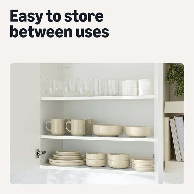 Amazon Basics Glazed Stoneware Coffee Mugs, Ceramic 4-Piece Set, 16 oz, Microwave and Dishwasher-Safe, Ivory