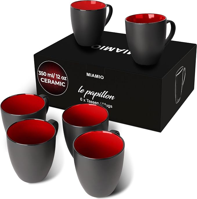 MIAMIO - Coffee Mugs Set of 6 - Le Papillon - Daily Table Set | Ceramic coffee by MIAMIO
