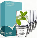 Highball Glasses Set of 4, 10oz, Hand Blown Lead-Free Premium Crystal Glasses, Silver Foil Bottom,Water Glasses,Mojito Glass Cups,and Mixed Drink Cocktail Glass Set, bar -Dishwasher Safe
