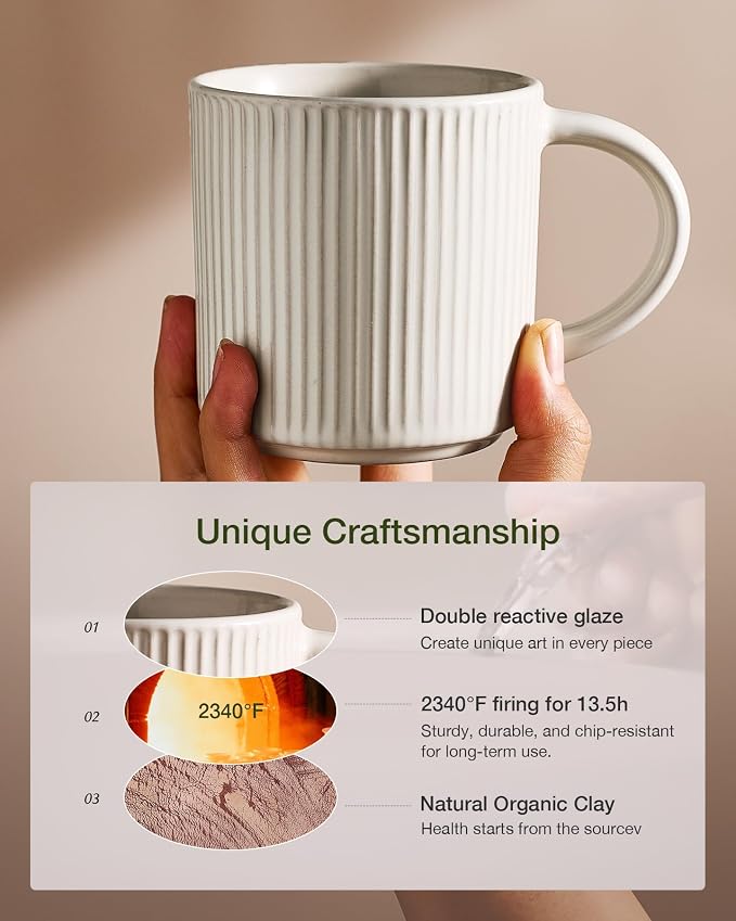 famiware Coffee Mug Set for 6, Star 12 oz Catering Mugs Cup Set - Image 6