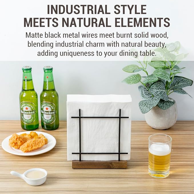 MyGift Matte Black Napkin Holders - Image 2