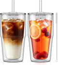 KEMORELA 16oz Ribbed Double Wall Glass Cups by KEMORELA