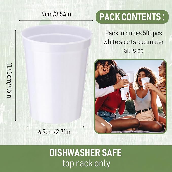Yungyan 750 Pack 16 oz Stadium Cups Reusable Plastic Cups Blank Drink Stadium - Image 2