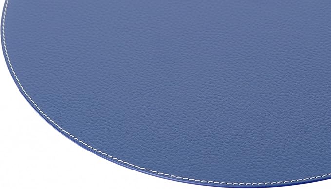 Nikalaz Round Placemats Set (Pack of 4) Recycled Leather Table Mats 15 inches, Kitchen Dining Table Decor by Nikalaz (Blue)