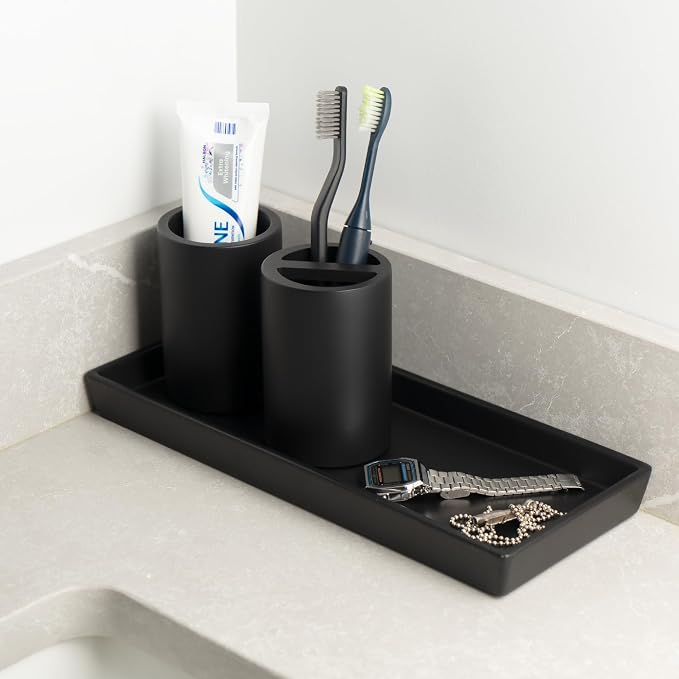 Matte Black Resin Bathroom Tumbler Cup - Image 4