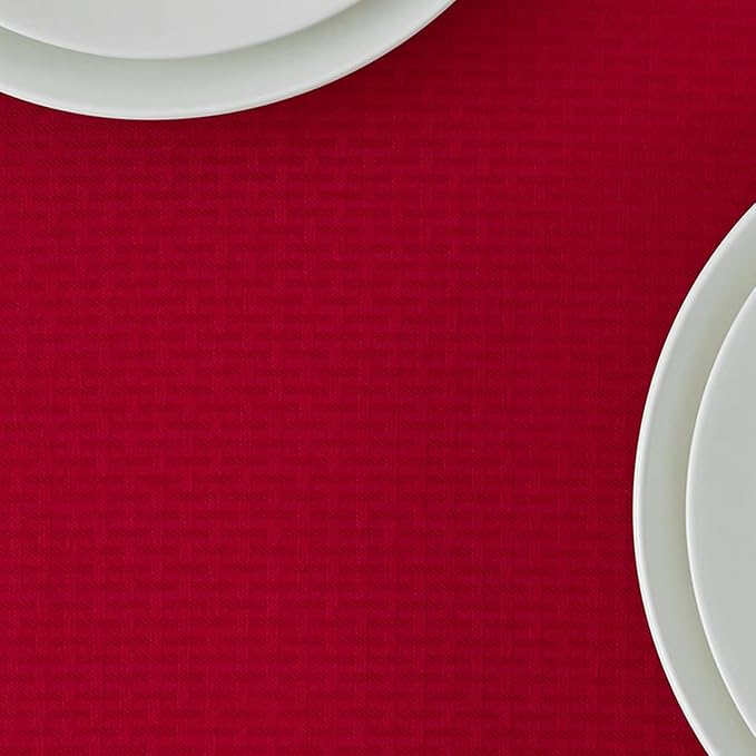 maxmill Square Tablecloth Weaved Texture Stain Resistant Waterproof Wrinkle Resistant Soft Table Cloth, Christmas Dinner Fabric Decoration for Dining Room Holiday Party, 52 x 52 Inch, Red