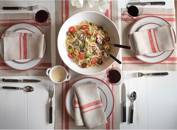 Solino Home 100% Pure Linen Table Runner, 14 x 156 in, French Stripe | Table - Image 2
