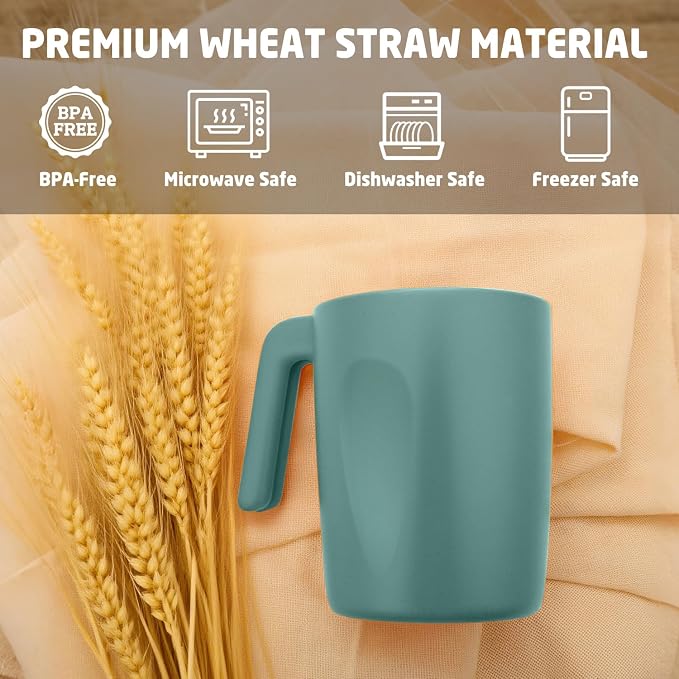 Coffee Mug 16 OZ, Wheat Straw Coffee Mugs Set of 6, Unbreakable Water Tumbler - Image 3