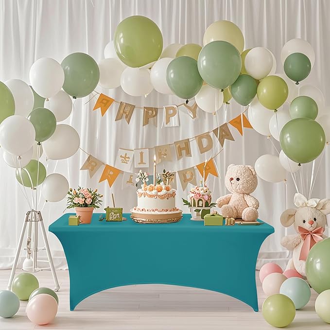 6FT Table Cloth for Rectangular Fitted Events Stretch Emerald Green Table Covers Washable Spandex Tablecloth Protector for Party, Wedding, Cocktail, Banquet, Festival