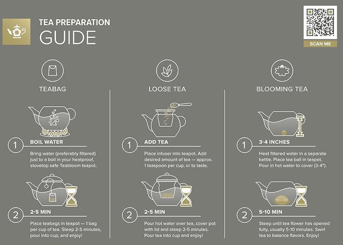 Teabloom Complete Glass Tea Set – Teapot, Loose Tea Infuser, 4 Insulated Teacups - Image 4
