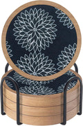 Wood Coasters Set of 4 with Holder, Cewiru Cup Mat by Unknown