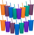 Bokon 15 Sets Tumbler with Straw and Lid Bulk 24 oz Reusable Plastic Cups to Go by Bokon