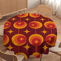 Modern Mid Century Round Tablecloth, Abstract Vintage Geometric Print Tablecloth for Home Party Dining Room Kitchen Decor 60Inch(152cm)
