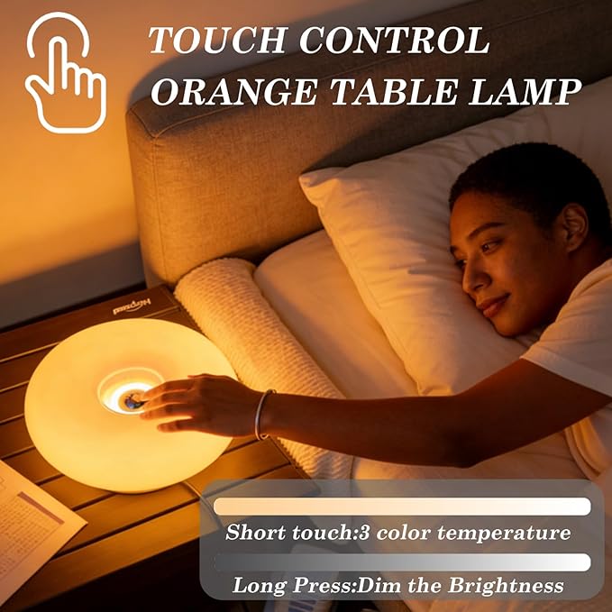 Orange Donut Table Lamp,Dount Light Lamp Ambient Lighitng,Aesthetic Touch Table Lamps,Modern Cute Desk Lamps for Living Room Bedroom