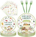 EUOYUFO 96Pcs Locally Grown Baby Shower Paper Plates Napkins Forks Locally by EUOYUFO