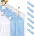 6 Pack Baby Blue Cheesecloth Table Runner, 17 x 108 inch, Semi Sheer Boho by ACSUIT