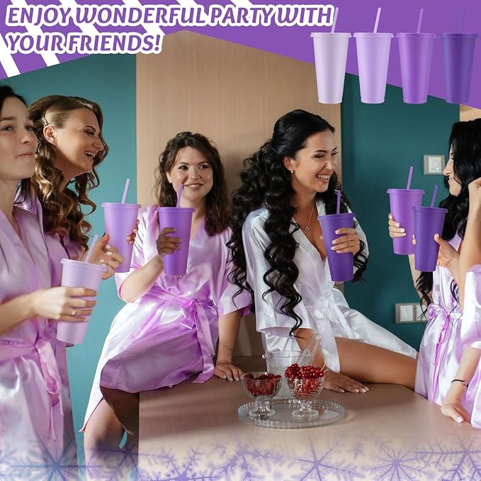 Skylety 24 Pcs Purple Plastic Cups - Image 5