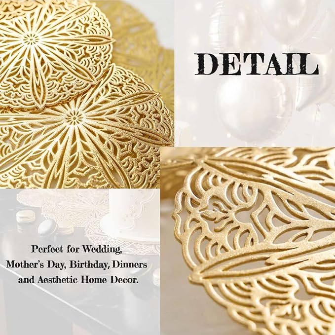 Gold Table Runner 36 Inches Flower Dining Table Runner Fall Decor | Vinyl - Image 6
