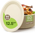 100% Compostable Oval Paper Plates, 12.5Inch 50Pack Disposable Heavy Duty by FEHHTOEco-friendlyLiving