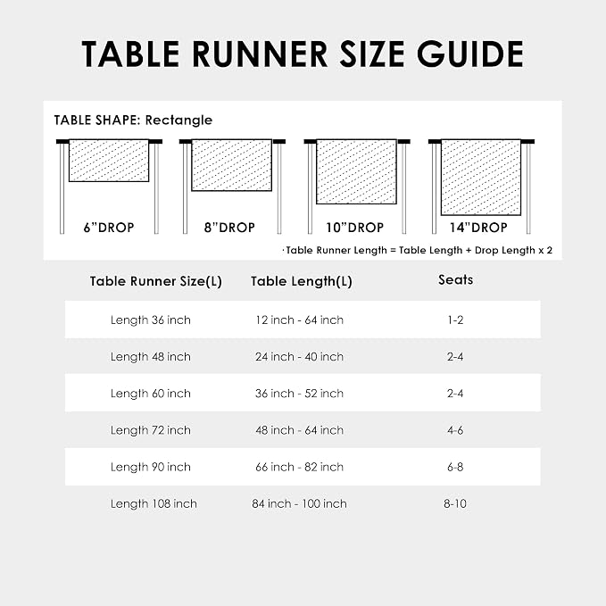 Solid Black Farmhouse Scalloped Table Runner 13 x 72 Inchs | Washable Polyester - Image 7