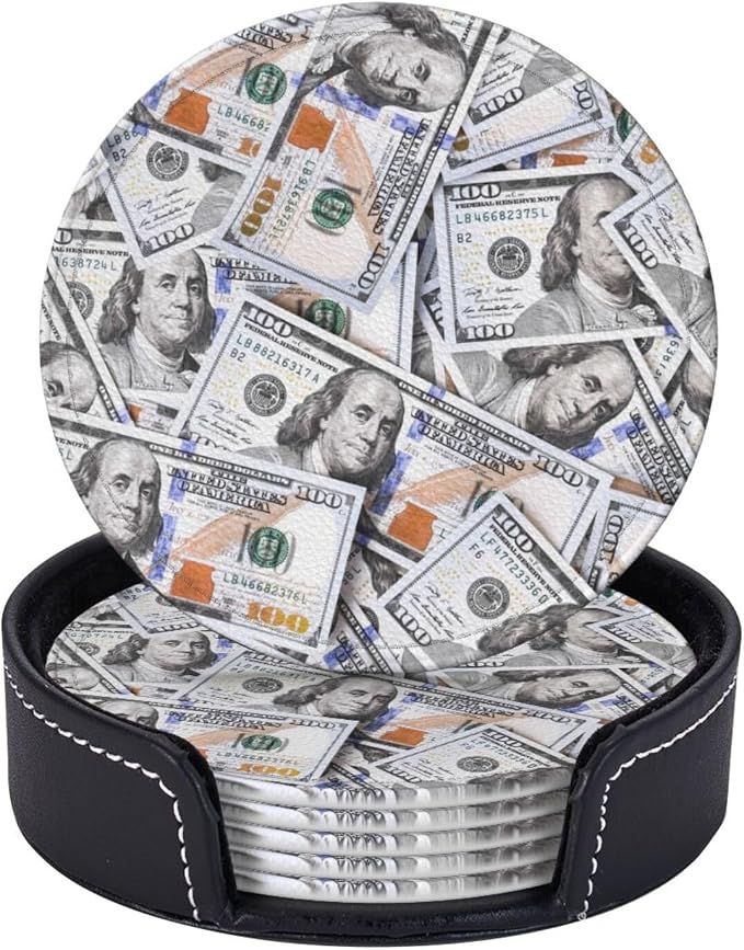 Novelty Funny Money Dollar Pattern Coasters - Image 2
