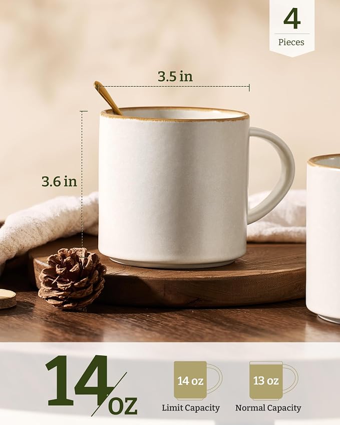 famiware Coffee Mugs Set of 4, Nebula 14oz Coffee Mugs Ceramic Cup Set | - Image 4