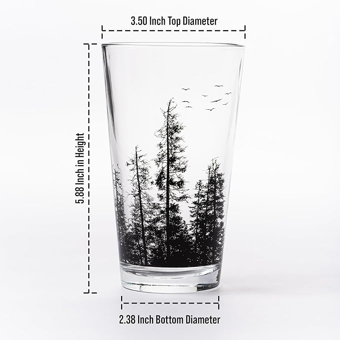 Black Lantern Pint Glasses Forest Animal Landscape Pint Glasses Set - 2 16oz. Beer Glasses