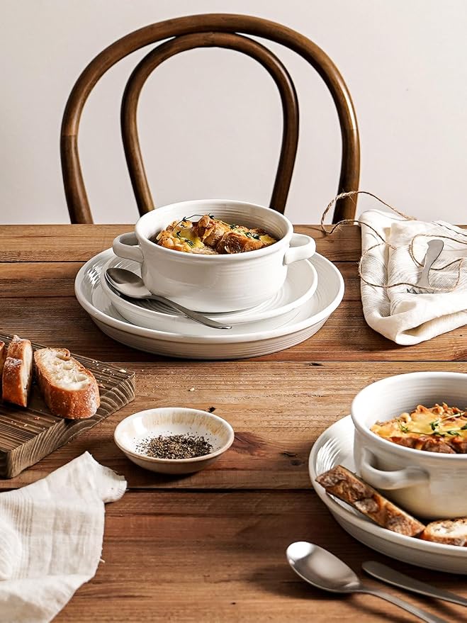 LE TAUCI Soup Bowls with Handles - 22 oz Lead-Free Ceramic French Onion Crocks - Image 5