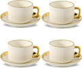 LETAOTAO Cappuccino Cups with Saucers, 8oz Ceramic Coffee Cups with Saucers Set by LETAOTAO