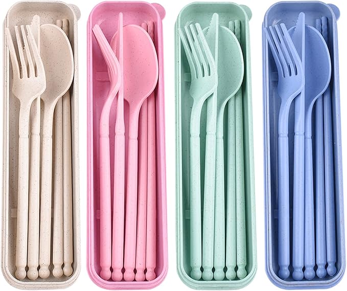 Camping Utensil Set, Reusable Utensils Set by CUNTAUK