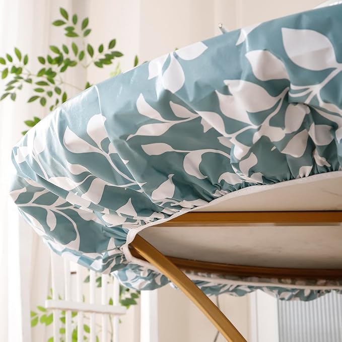 Walrus Round Vinyl Fitted Tablecloth with Flannel Backing Elastic Edge Design Table Cover Waterproof Oil-Proof PVC Table Cloth Stain-Resistant Best for 32"-36" Round