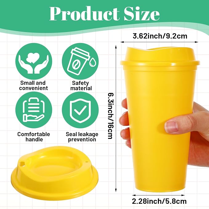 14 Reusable Cups with Lids, 16 oz Travel Coffee Cups, Bulk Coffee Cup - Image 2