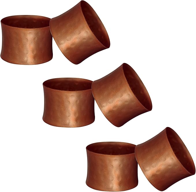 Handmade Round Hammered Antique Napkin Rings Holder for Dinning Table Parties Everyday, Set of 12