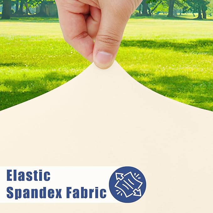 Spandex 8 Foot Rectangle Table Cloth 2 Pack, Elastic Fitted Tablecloths for Picnic, Stretch Washable Patio Table Cover for Outdoor, Camping, Banquet and Parties (Champagne, 36"x96")