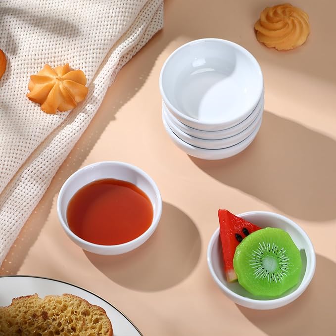 12 Pcs Dip Bowls Set 1.7oz Sauce Soy Dishes Bowls Small for Dipping Tomato Sauce, Soy, BBQ and Other Party Supplies(White)