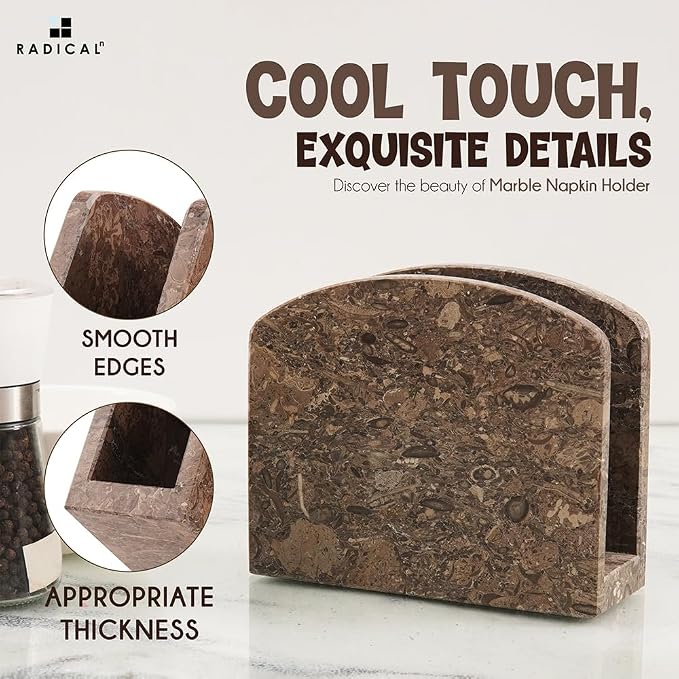 Radicaln Marble Napkin Holder 5 Inches Handmade Oceanic Stone Napkin Holder - Image 5
