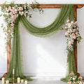 Pearl Table Runner Gauze Sheer 19FT Wedding Draping Fabric Decor | Olive Green by Socomi