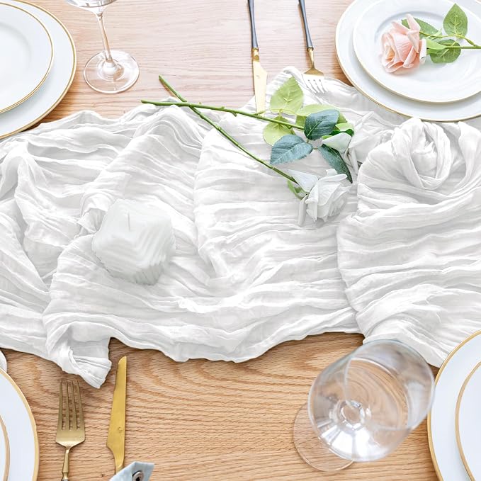 Cheesecloth Table Runner Ivory 10FT Boho Gauze Runner, 6 Pack | 120 Inch Cheese - Image 5