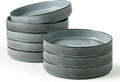 famiware Star 8.25" Pasta Bowls Set of 8, Bowl Plates, Smoky Blue | Microwave & by Famiware